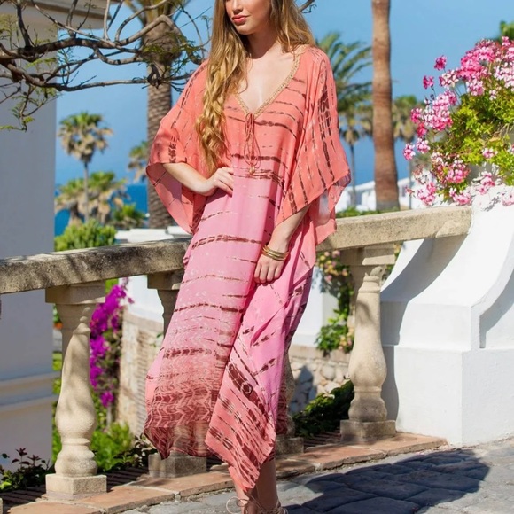 Long Kaftan Beach Cover up Kimono - Picture 3 of 4
